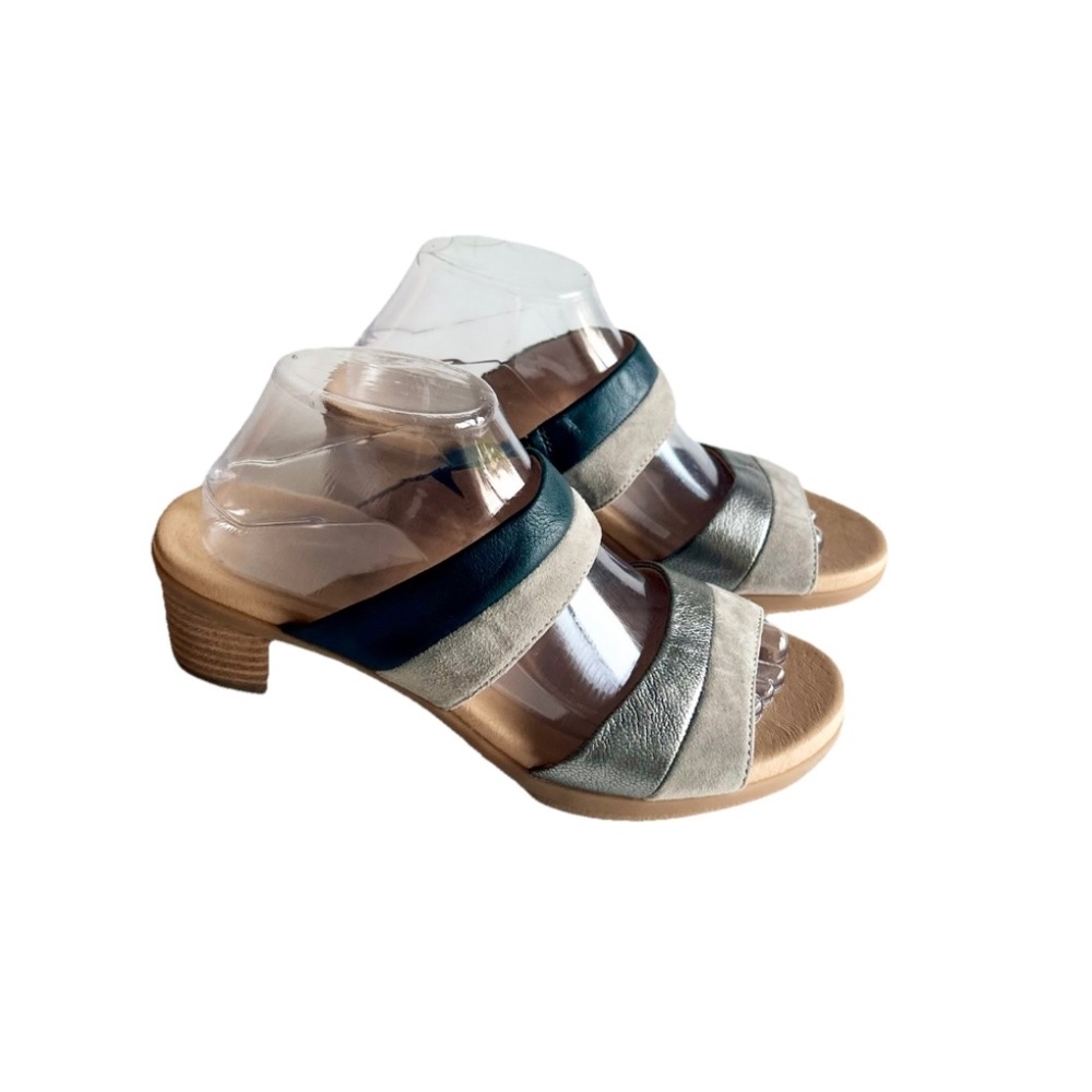 Dansko Grey Black Silver Leather Suede Rubber Outsole Sandals size EUR39, US 8.5
